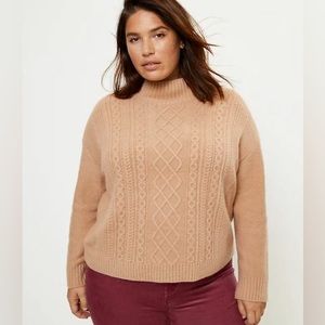 Loft | Plus Turtleneck Cable Sweater Fresh Camel Plus Size 20/22